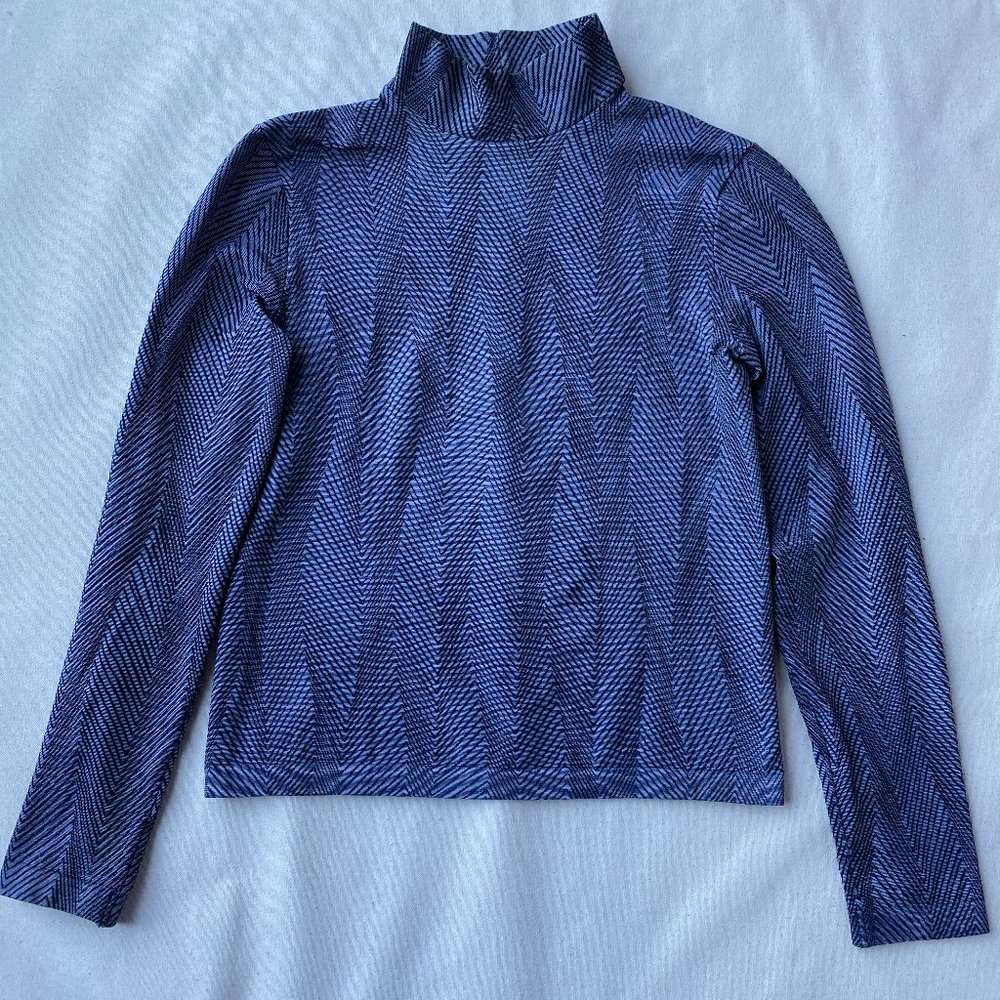 Wolford Unique Silver and Black Chevron Pattern Turtleneck, Size M